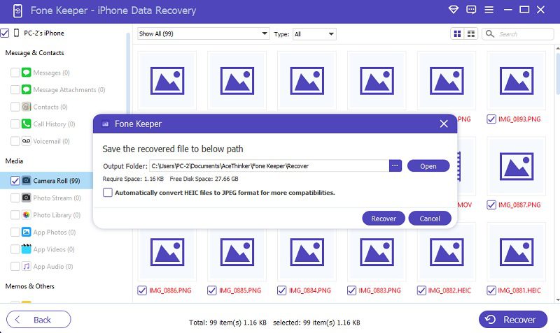 iphone data recovery result