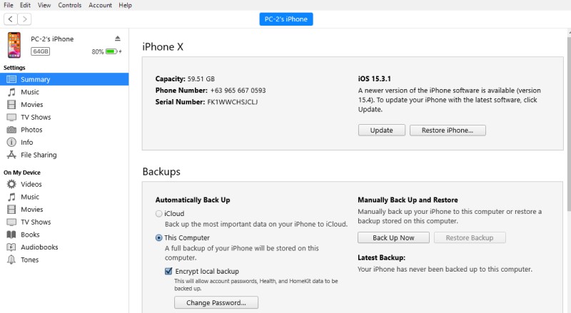 backup iphone music with itunes