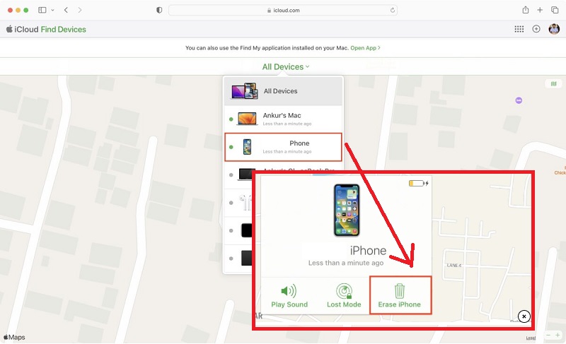 reset device password using icloud